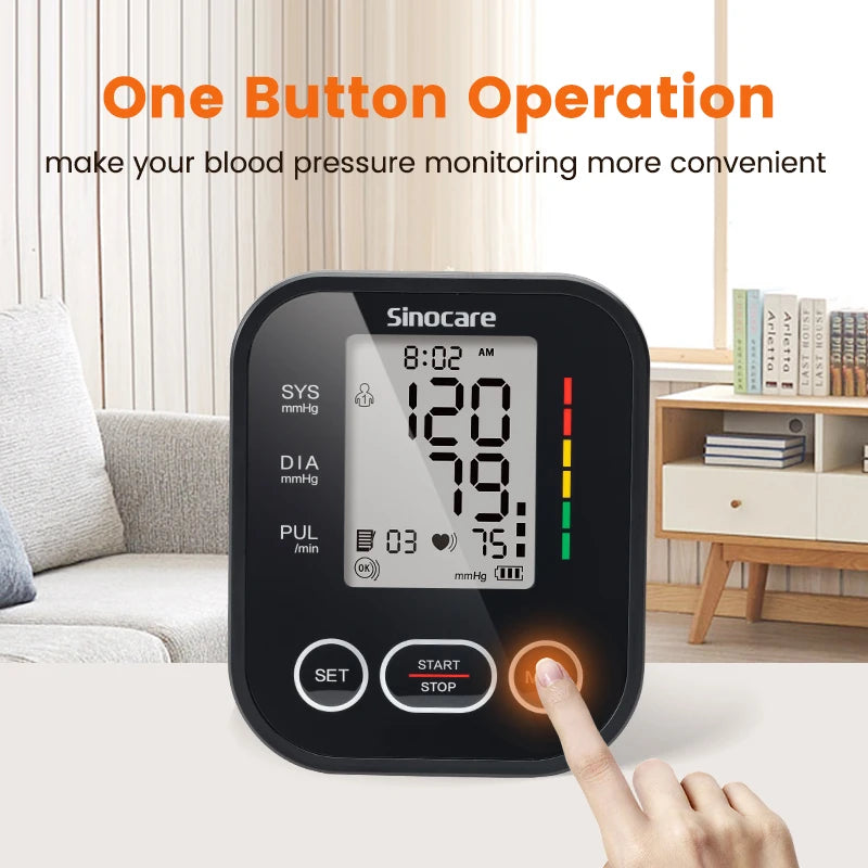 Sinocare Upper Arm Blood Pressure Monitor – Automatic BP & Heart Rate Machine